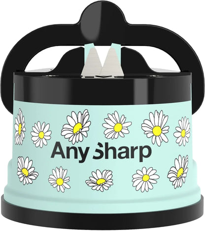 AnySharp Knife Sharpener, Hands-Free Safety, PowerGrip Suction, Safely Sharpens All Kitchen Knives, Ideal for Hardened Steel