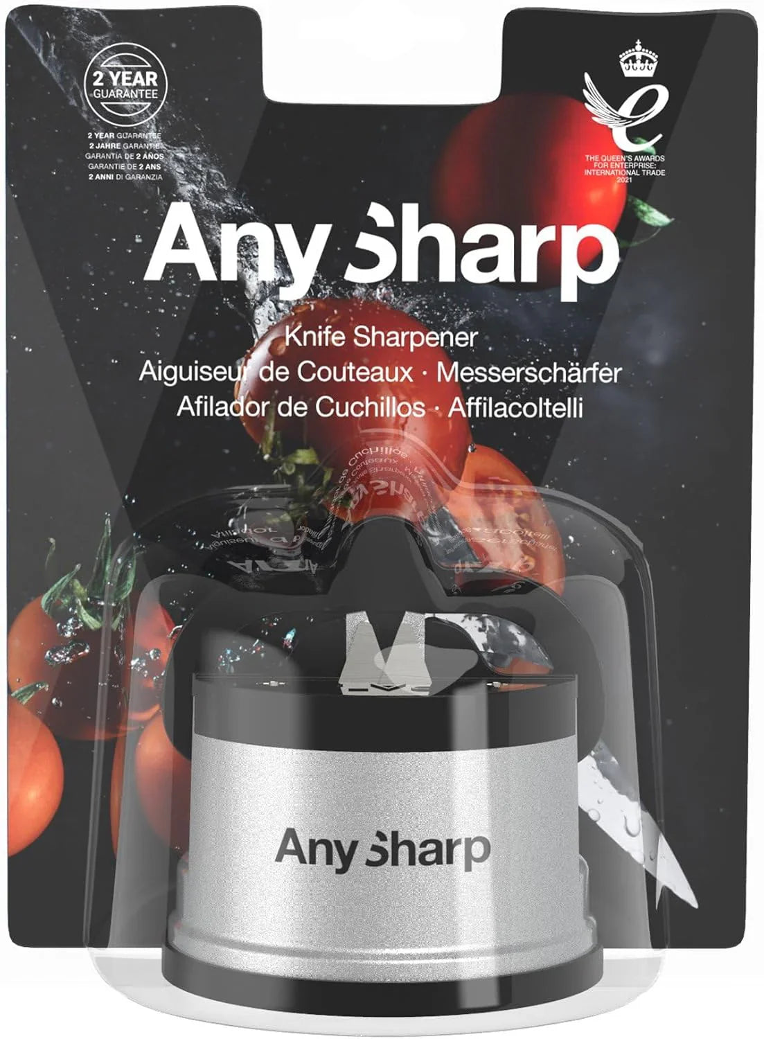 AnySharp Knife Sharpener, Hands-Free Safety, PowerGrip Suction, Safely Sharpens All Kitchen Knives, Ideal for Hardened Steel