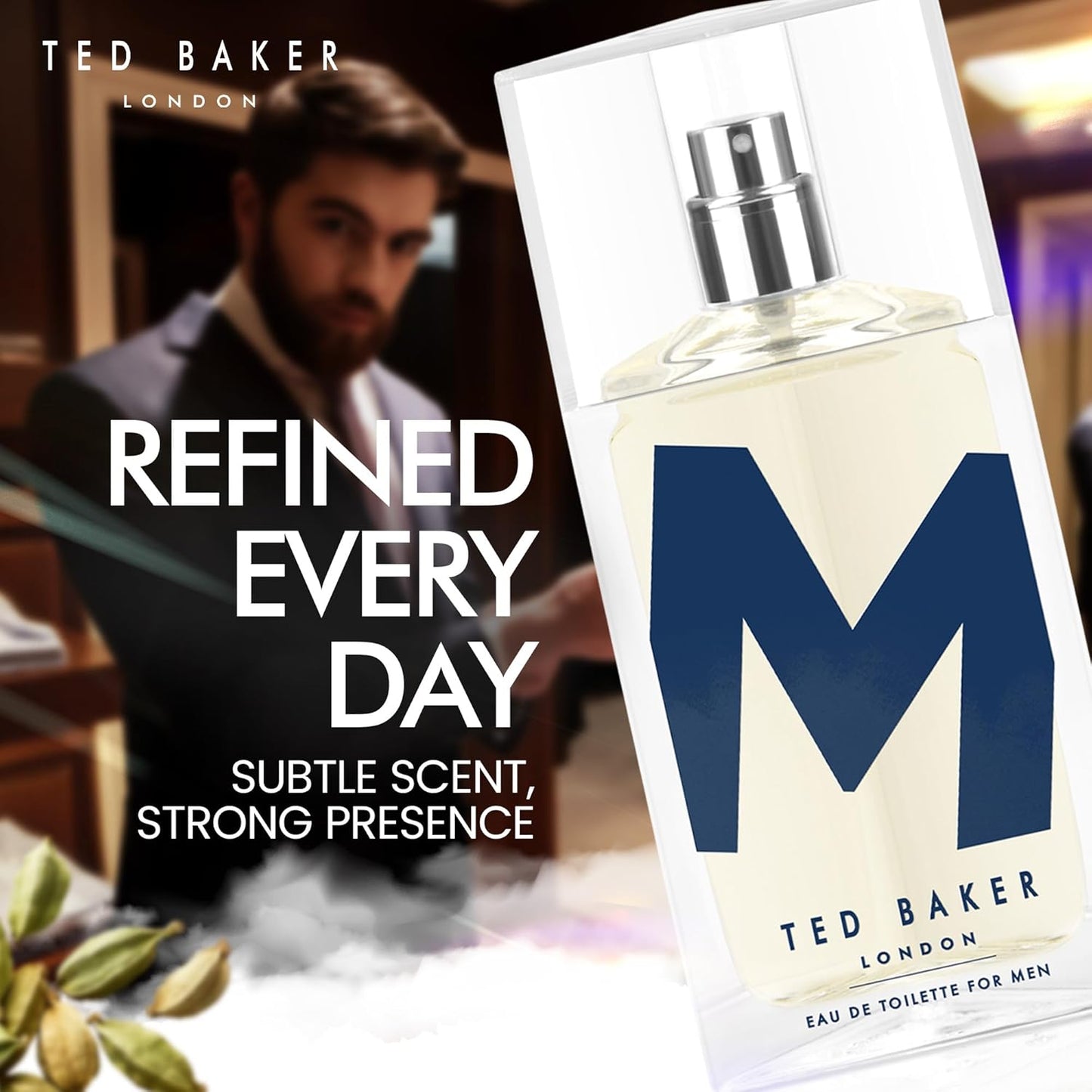 Ted Baker M EDT, Unique Notes of Tonka Bean and Sensual Musk with a Rich Woody Base, Mark of Distinction, Men's Eau de Toilette, 75ml