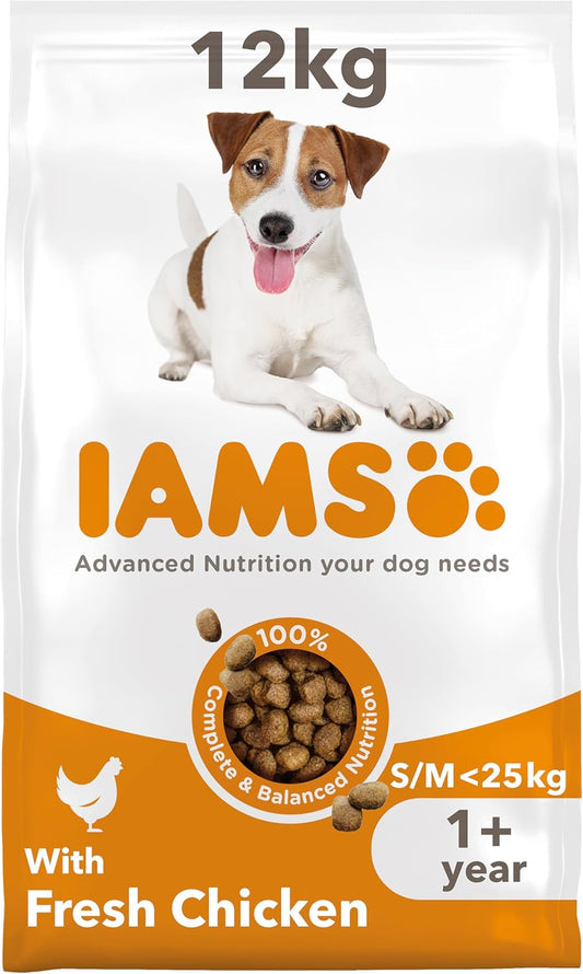 IAMS Adult Small Medium Complete Dry Dog Food Chicken 12kg - With DentalCare System