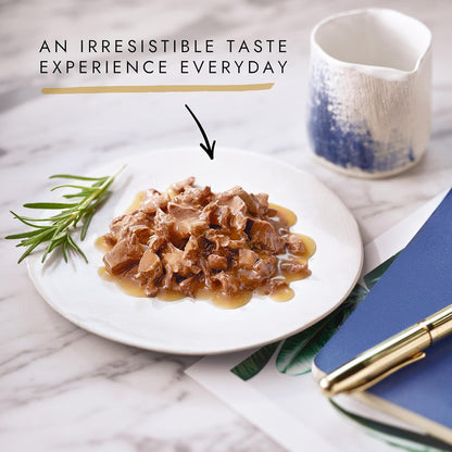 GOURMET Perle Chef's Collection Adult Wet Cat Food Mini Fillets in Gravy Variety Turkey, Tuna, Duck, Lamb 40 x 85g Pouches