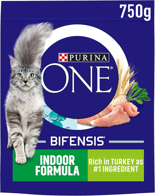 PURINA ONE Indoor Turkey Dry Cat Food 750g (Pack of 4)