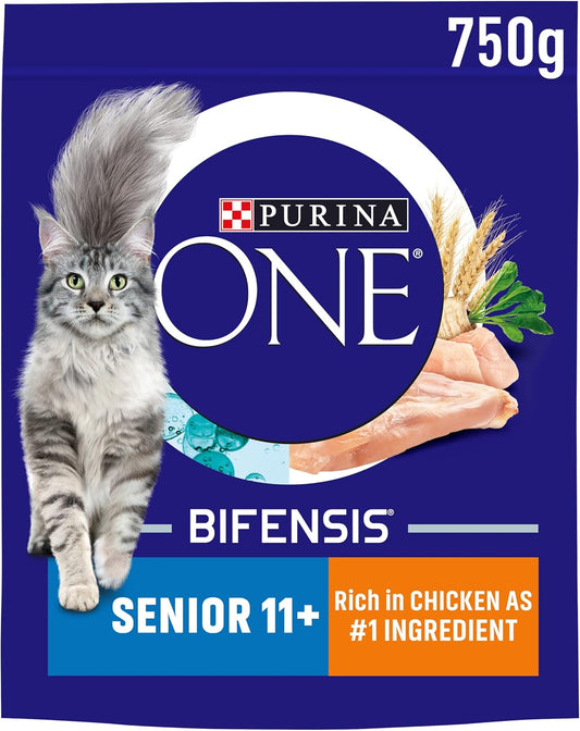 PURINA ONE Senior 11+ Chicken Dry Cat Food 750g (Pack of 4)