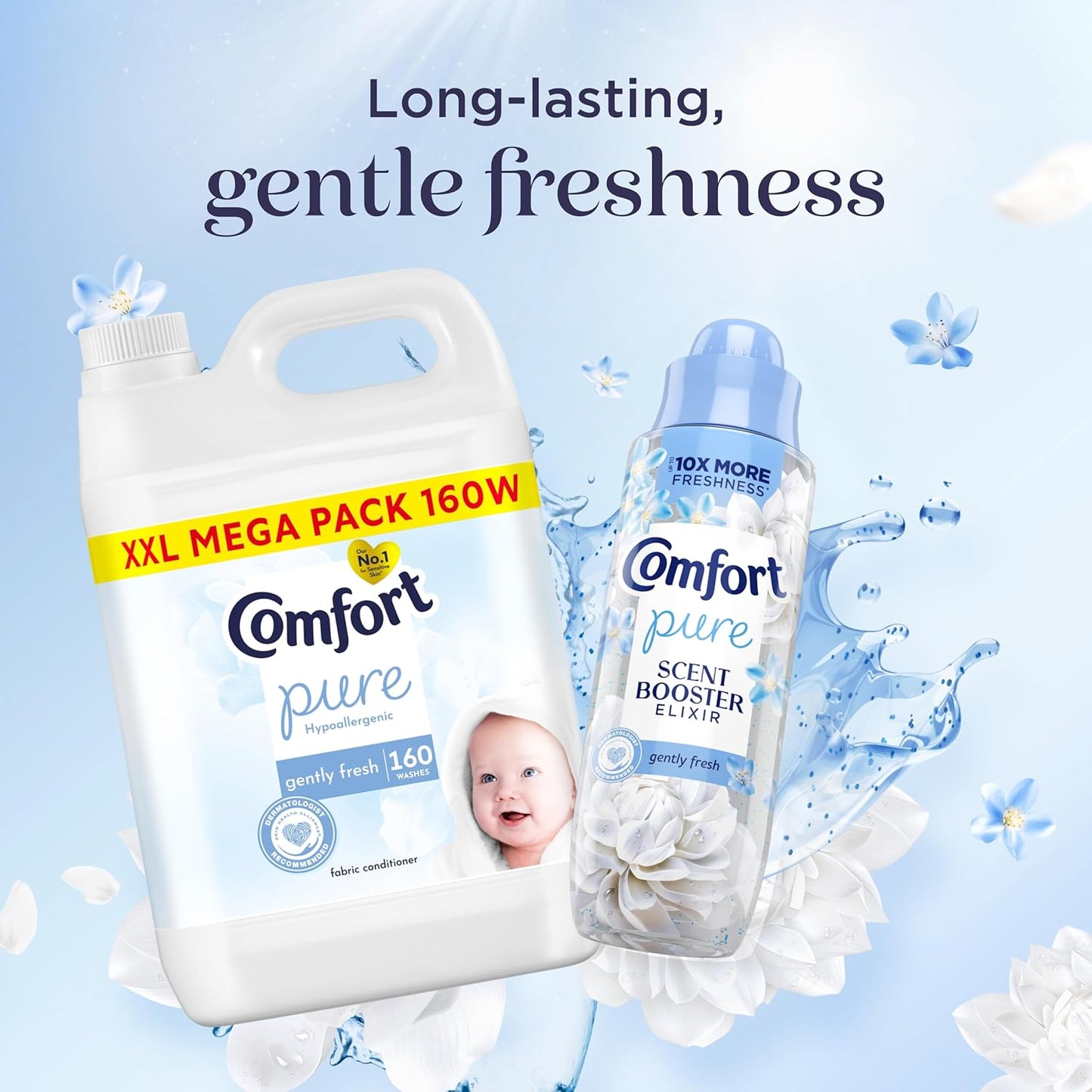 Comfort Pure Sensitive Fabric Conditioner dermatologically tested gentle next to sensitive skin 160 washes (4.8 L)